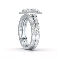 3.05 CT Oval Diamond Pavé Halo Twin Ring