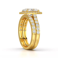 3.05 CT Oval Diamond Pavé Halo Twin Ring