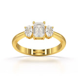 1.3 CT Three Stone Emerald Oval Cut Lab Diamond Ring
