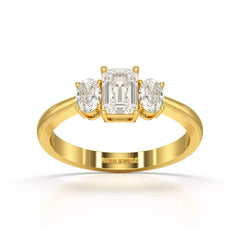 1.3 CT Three Stone Emerald Oval Cut Lab Diamond Ring