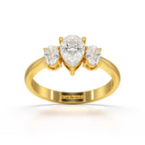 1.25 CT Three Stone Pear Oval Cut Lab Diamond Ring