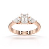 1.2 CT Three Stone Emerald Pear Cut Lab Diamond Ring