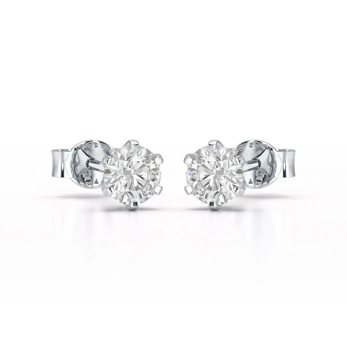 Simple Stud 0.87 CT Round Lab Diamond Earrings - Jama Jewels