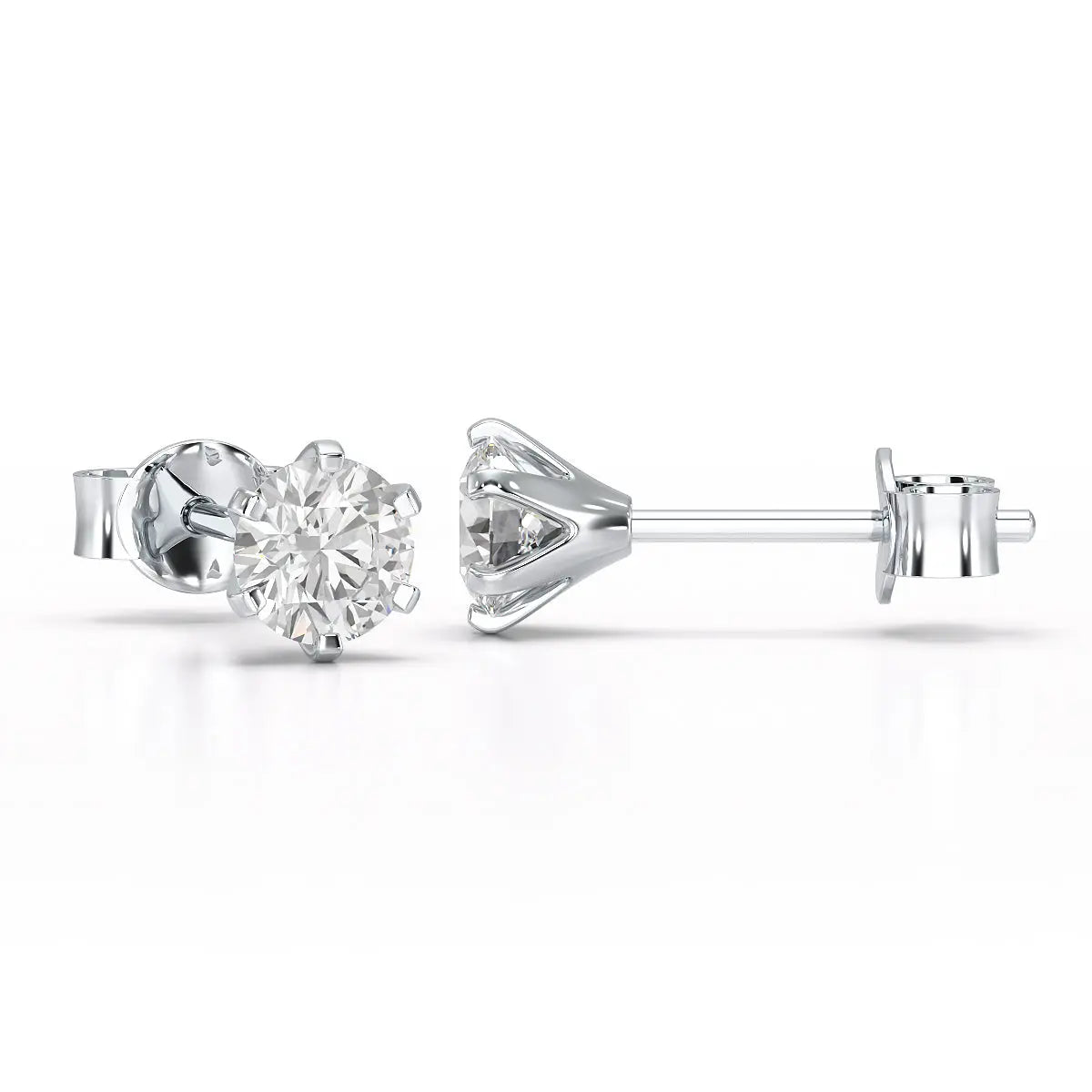 Simple Stud 0.87 CT Round Lab Diamond Earrings - Jama Jewels