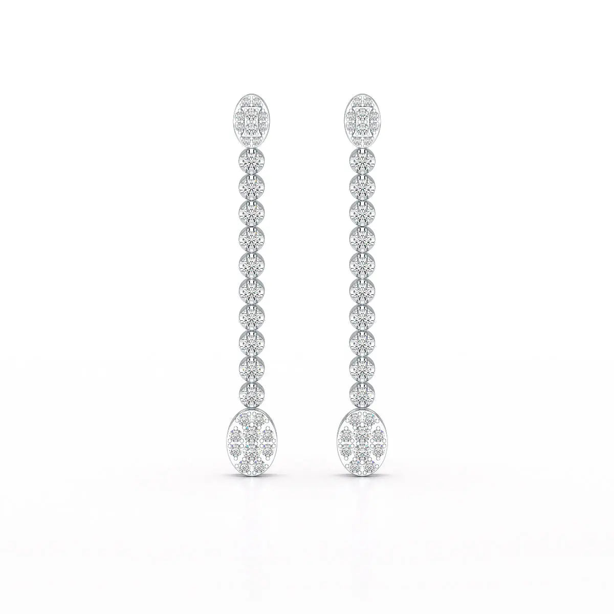 0.89 CT Lab Diamond Dangle Drop Wedding Earrings - Jama Jewels