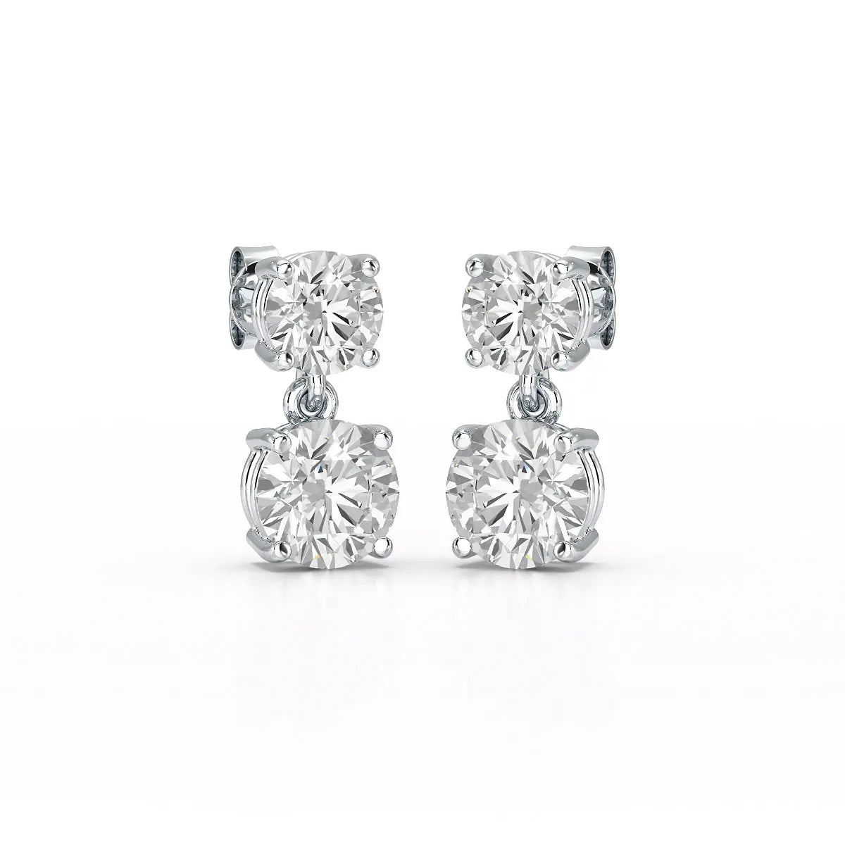 Simple Round Cut 6.34 CT Lab Diamond Drop Earring