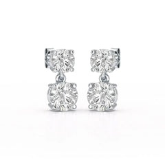 Simple Round Cut 6.34 CT Lab Diamond Drop Earring