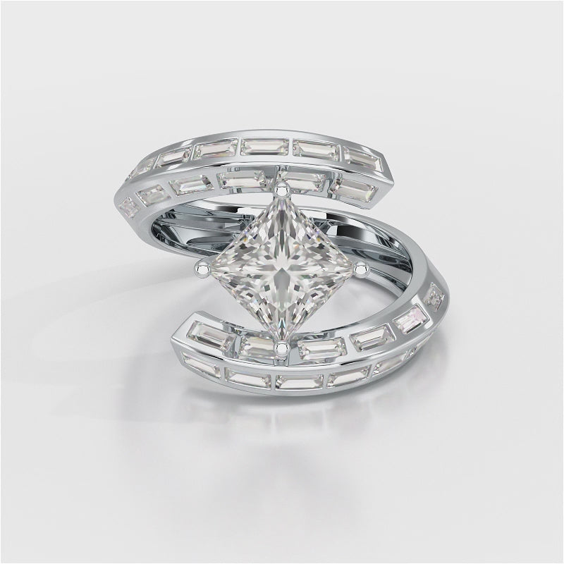 3.2 CT Baguette Cut Lab Diamond Ring