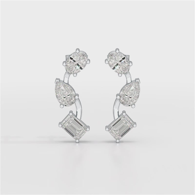 3.45 CT Lab Diamond Emerald Cut Earrings