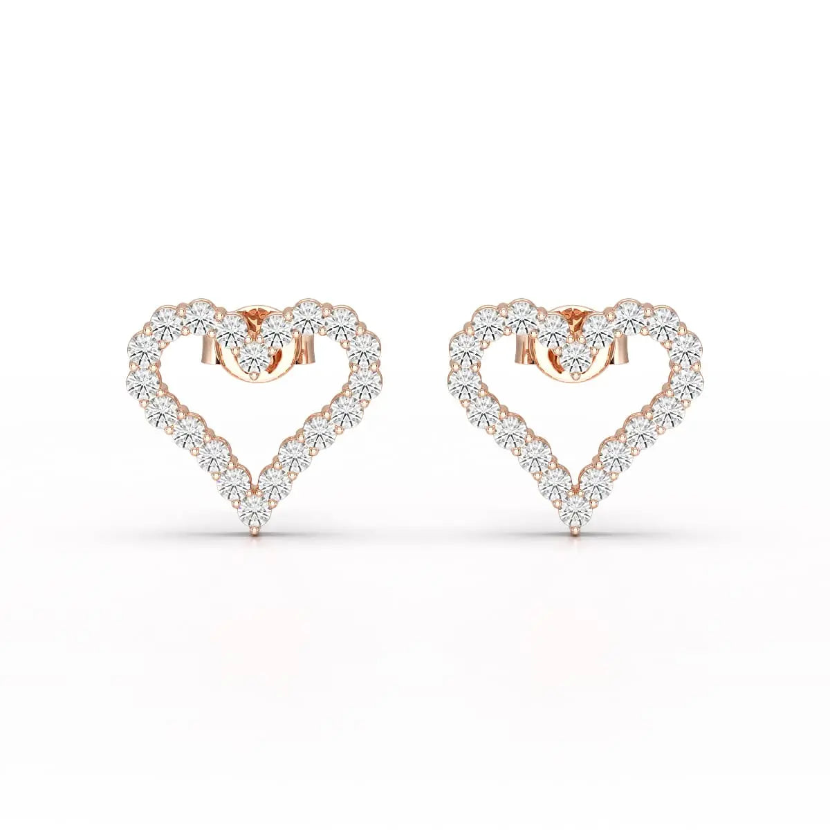 0.56 CT Heart Shaped Lab Diamond Stud Earrings