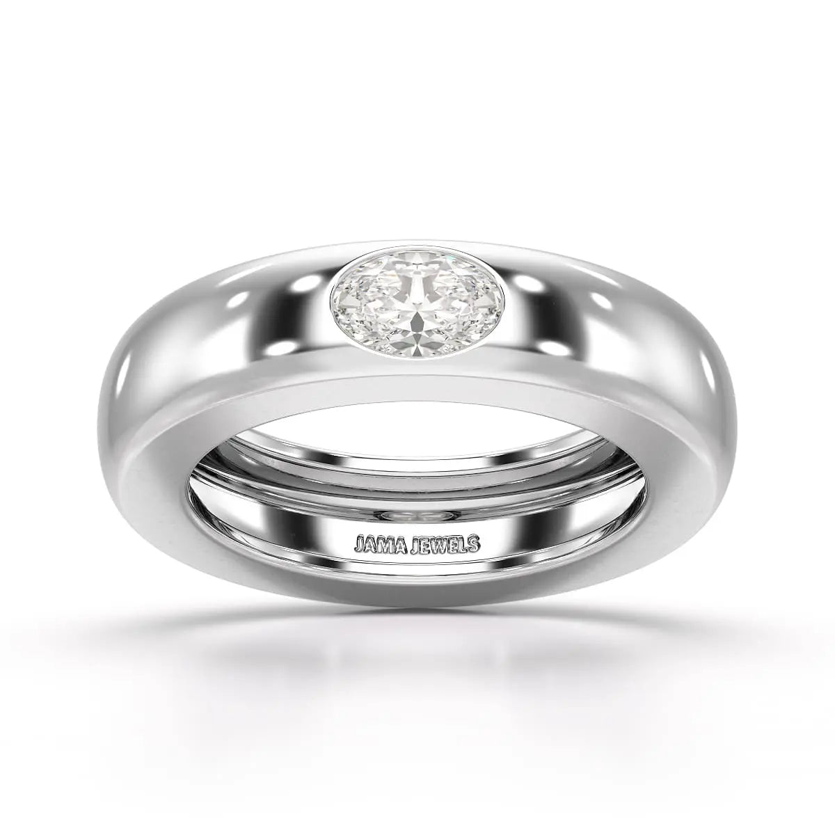 0.5 CT Oval Lab Diamond Simple Wedding Band