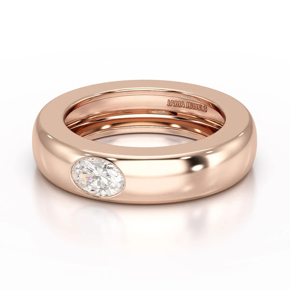 0.5 CT Oval Lab Diamond Simple Wedding Band