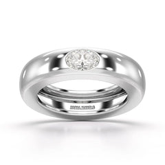 0.5 CT Oval Lab Diamond Simple Wedding Band