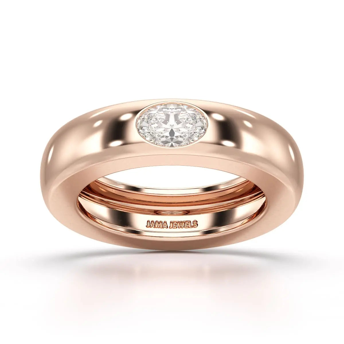 0.5 CT Oval Lab Diamond Simple Wedding Band