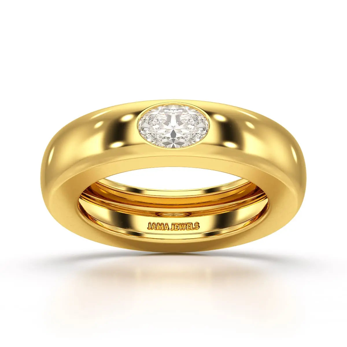 0.5 CT Oval Lab Diamond Simple Wedding Band
