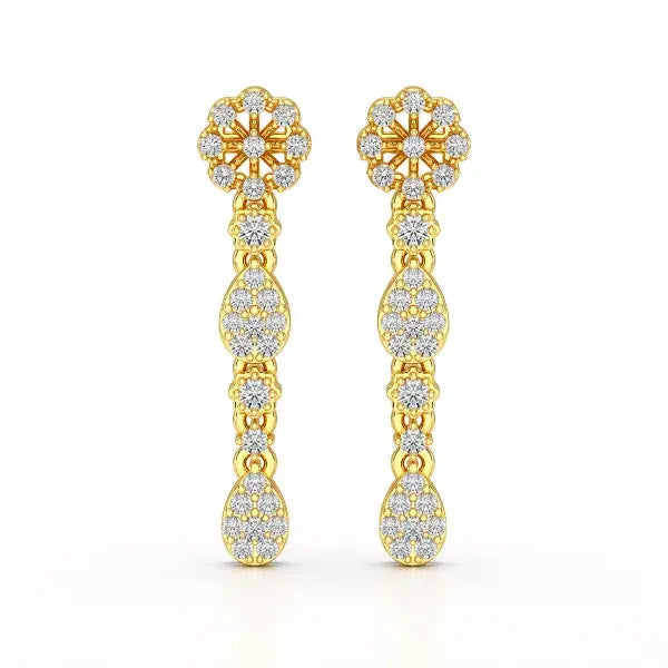 0.65 CT Lab Diamond Flower Dangle Drop Earring