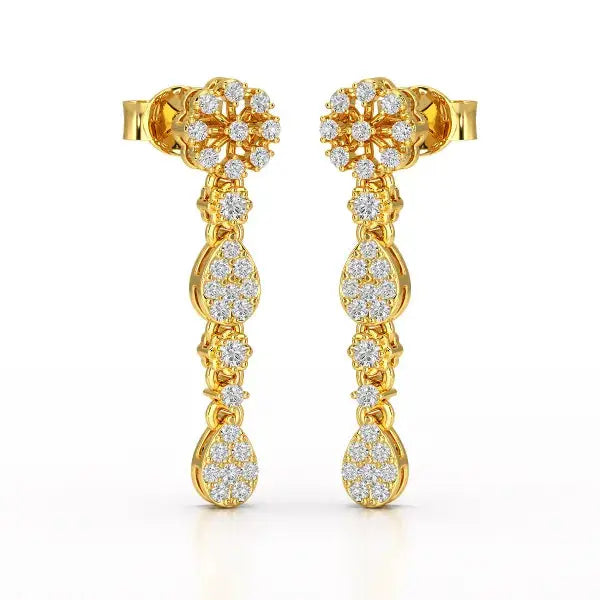 0.65 CT Lab Diamond Flower Dangle Drop Earring
