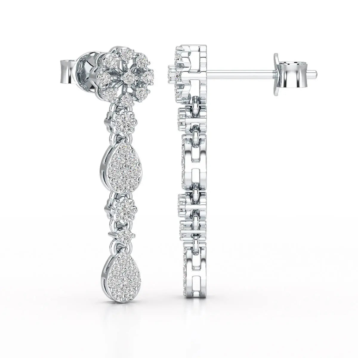 0.65 CT Lab Diamond Flower Dangle Drop Earring