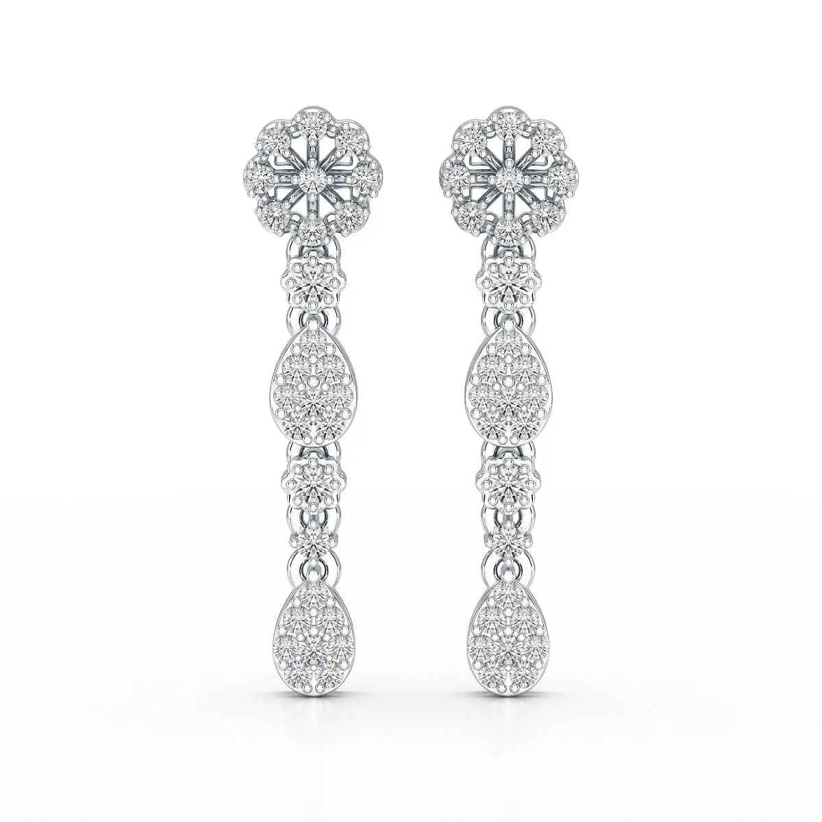 0.65 CT Lab Diamond Flower Dangle Drop Earring