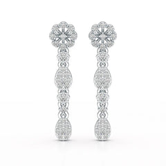 0.65 CT Lab Diamond Flower Dangle Drop Earring