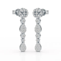 0.65 CT Lab Diamond Flower Dangle Drop Earring