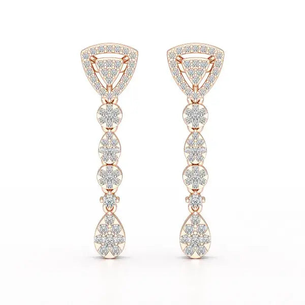 0.78 CT Round Dangle Drop Lab Diamond Earrings