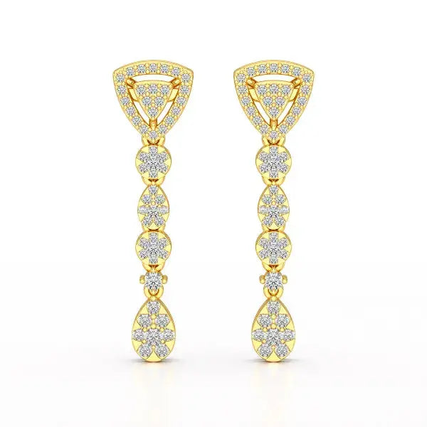 0.78 CT Round Dangle Drop Lab Diamond Earrings