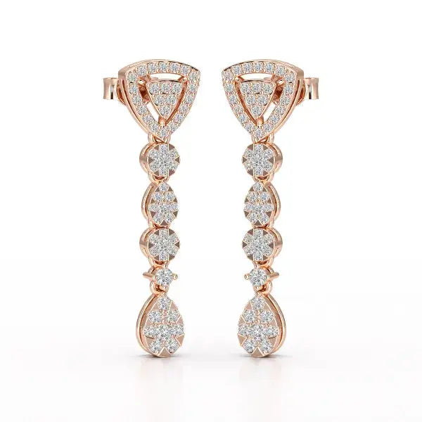 0.78 CT Round Dangle Drop Lab Diamond Earrings