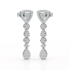 0.78 CT Round Dangle Drop Lab Diamond Earrings