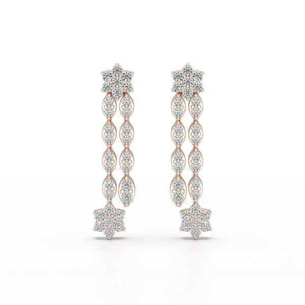 0.79 CT Drop & Dangle Lab Diamond Wedding Earrings - Jama Jewels 