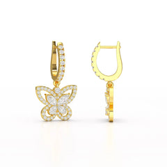 0.98 CT Lab Diamond Dangle Hoop Earrings