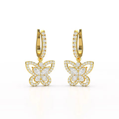 0.98 CT Lab Diamond Dangle Hoop Earrings