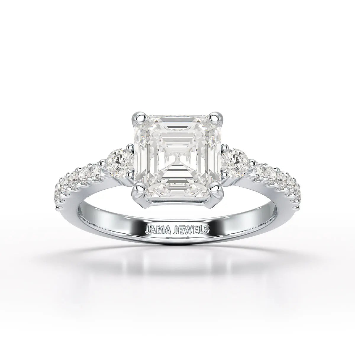 Asscher Cut 2.33 CT Lab Diamond Engagement Ring - Jama Jewels 