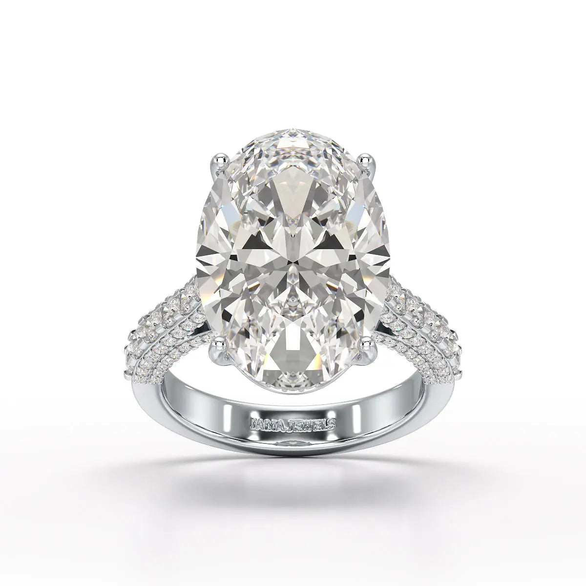 12.06 Carat Oval Cut Lab Diamond Engagement Ring - Jama Jewels 