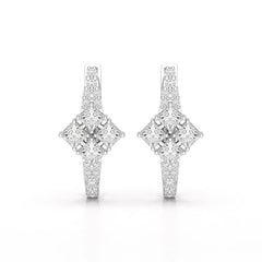 1.07 CT Princess Cut Lab Diamond Hoop Earrings Jama Jewels