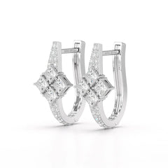 1.07 CT Princess Cut Lab Diamond Hoop Earrings Jama Jewels