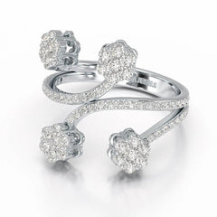 1.12 CT Flower Shape Lab Diamond White Gold Ring