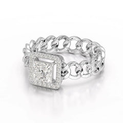 1.18 CT Princess Cut Halo Lab Diamond Ring Jama Jewels