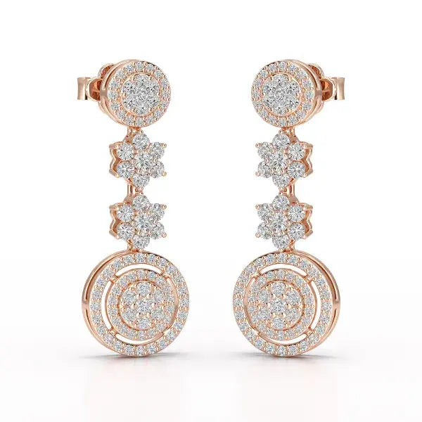 1.18 CT Round Cut Dangle Drop Lab Diamond Earring