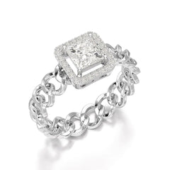 1.18 CT Princess Cut Halo Lab Diamond Ring Jama Jewels
