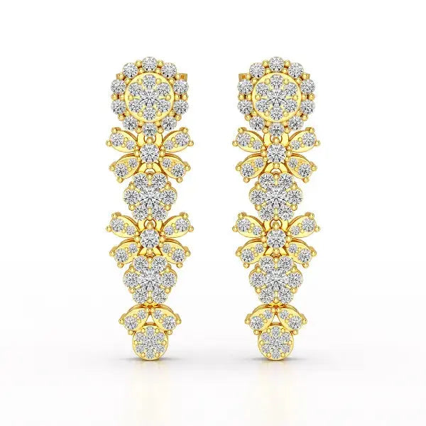 1.34 CT Lab Diamond Flower Drop Earring