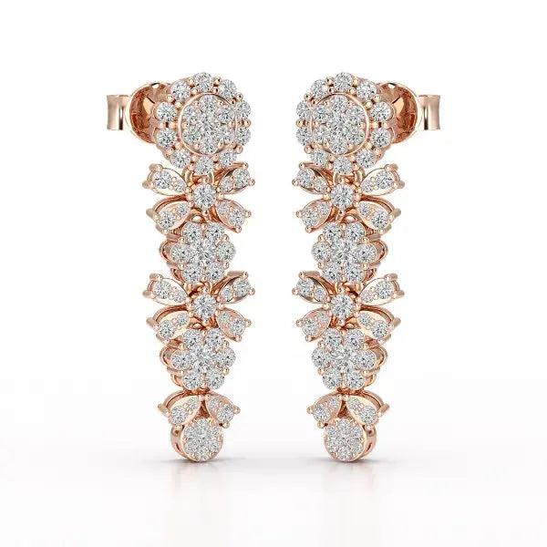 1.34 CT Lab Diamond Flower Drop Earring