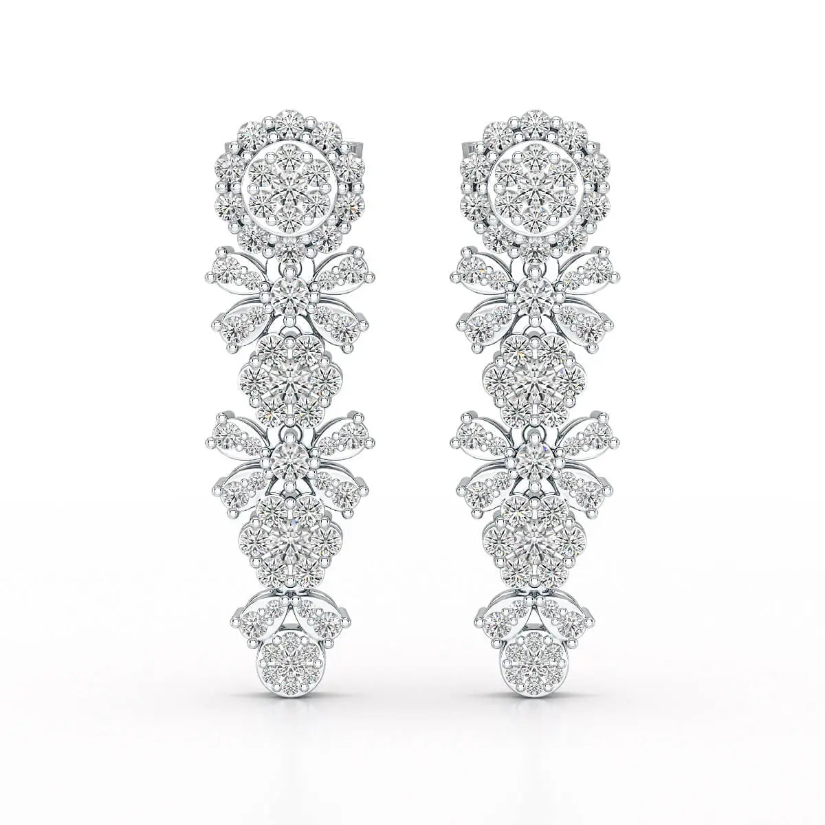 1.34 CT Lab Diamond Flower Drop Earring