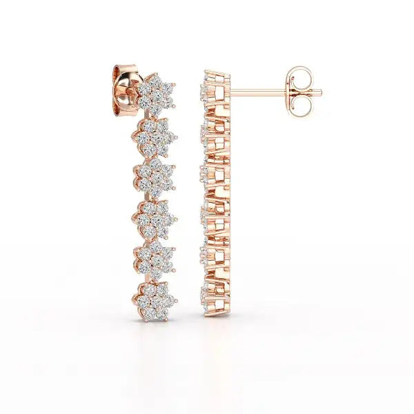 1.35 CT Star Shaped Lab Diamond Dangle Wedding Earrings - Jama Jewels 