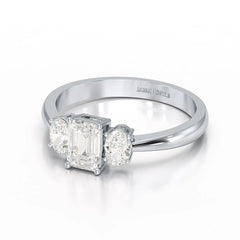 1.3 CT Three Stone Emerald Oval Cut Lab Diamond Ring