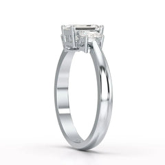 1.3 CT Three Stone Emerald Oval Cut Lab Diamond Ring