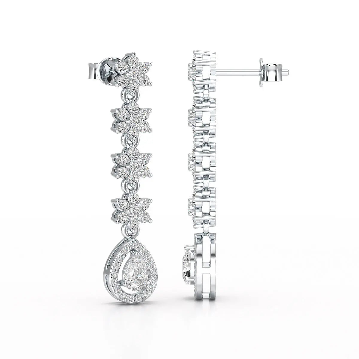 1.48 CT Pear Cut Drop Lab Diamond Earring