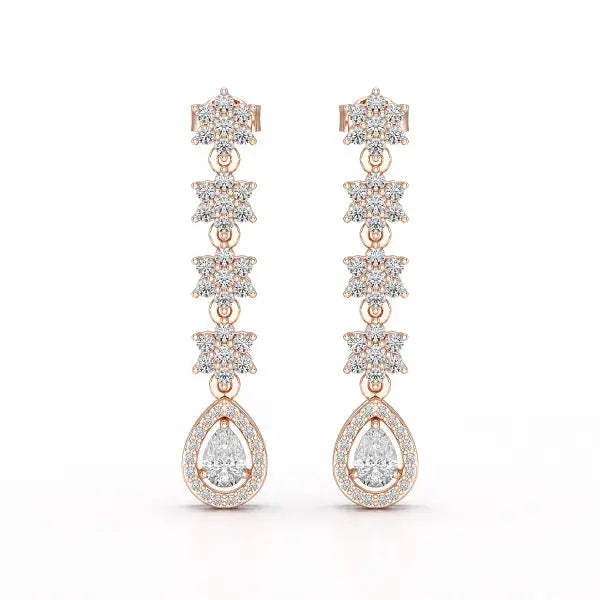 1.48 CT Pear Cut Drop Lab Diamond Earring
