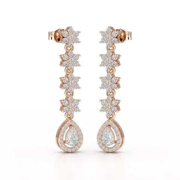 1.48 CT Pear Cut Drop Lab Diamond Earring