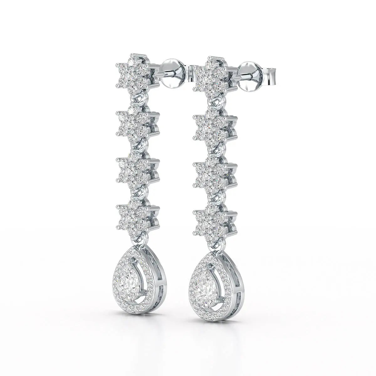 1.48 CT Pear Cut Drop Lab Diamond Earring